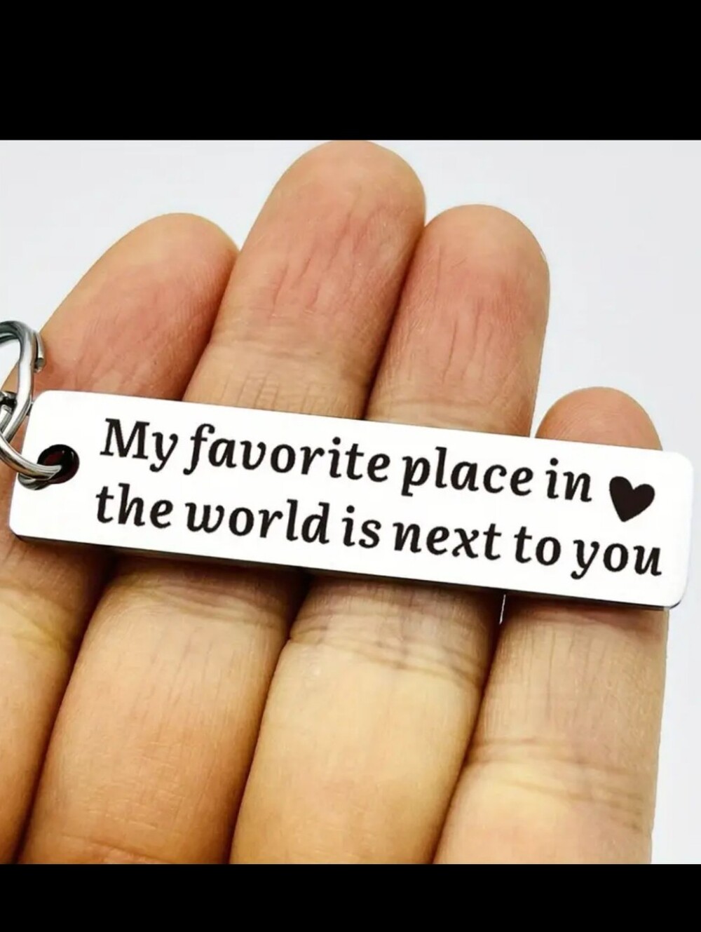 3/8⚡ My Favorite Place in the World is Next to You Engraved Keychain